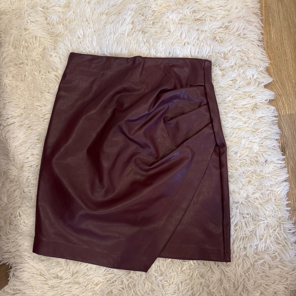 Dynamite Faux Leather Skirt - Burgundy